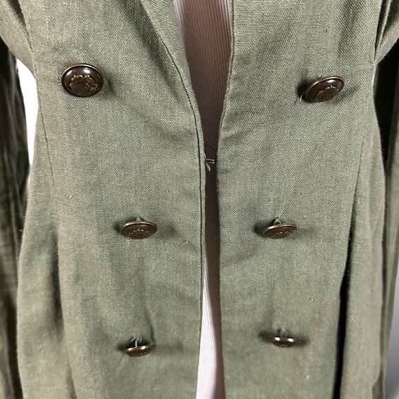Free People Linen Military Cinched Waist Blazer Army Green Grunge Subversive XS - Picture 11 of 17